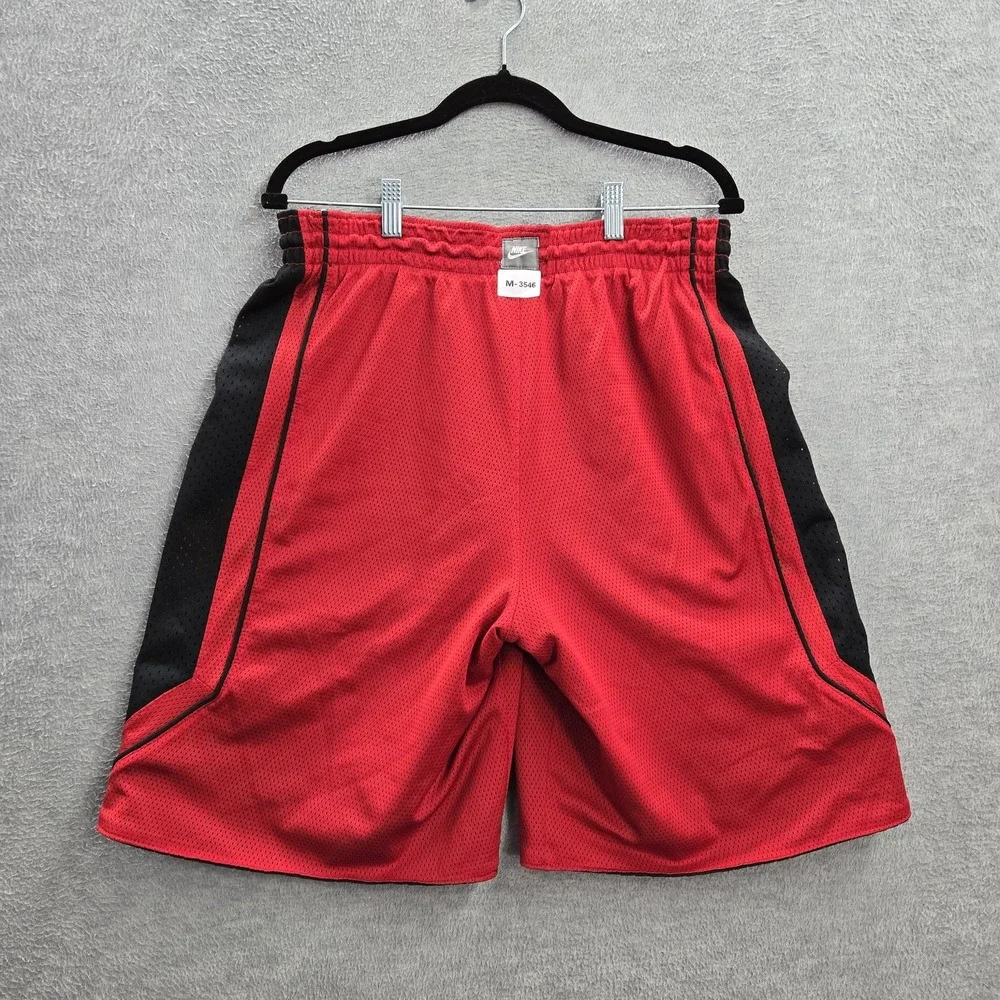 VINTAGE Nike Men Activewear Shorts 30 Red Black Swoosh Embroidery Reversible Y2K